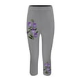 thumbnail image 7 of Women's Casual Pants Women'S Fashion Casual Floral Print High Waist Elastic Capri Pants Leggings,Gray Women's Casual Pants L, 7 of 7