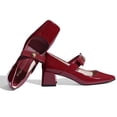 thumbnail image 2 of RONILURN Womens Mary Jane Shoes Pumps Low Heels Closed Squera Toe Chunky Comfortable Dress Shoes Bow Tie Wedding Bride, 2 of 6