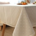 thumbnail image 2 of Nvzi Mantel pequeño de estilo campestre con estampado de crisantemos blancos, mantel de mesa de té para el hogar, encaje de crochet (300 * 140 cm), 2 of 5