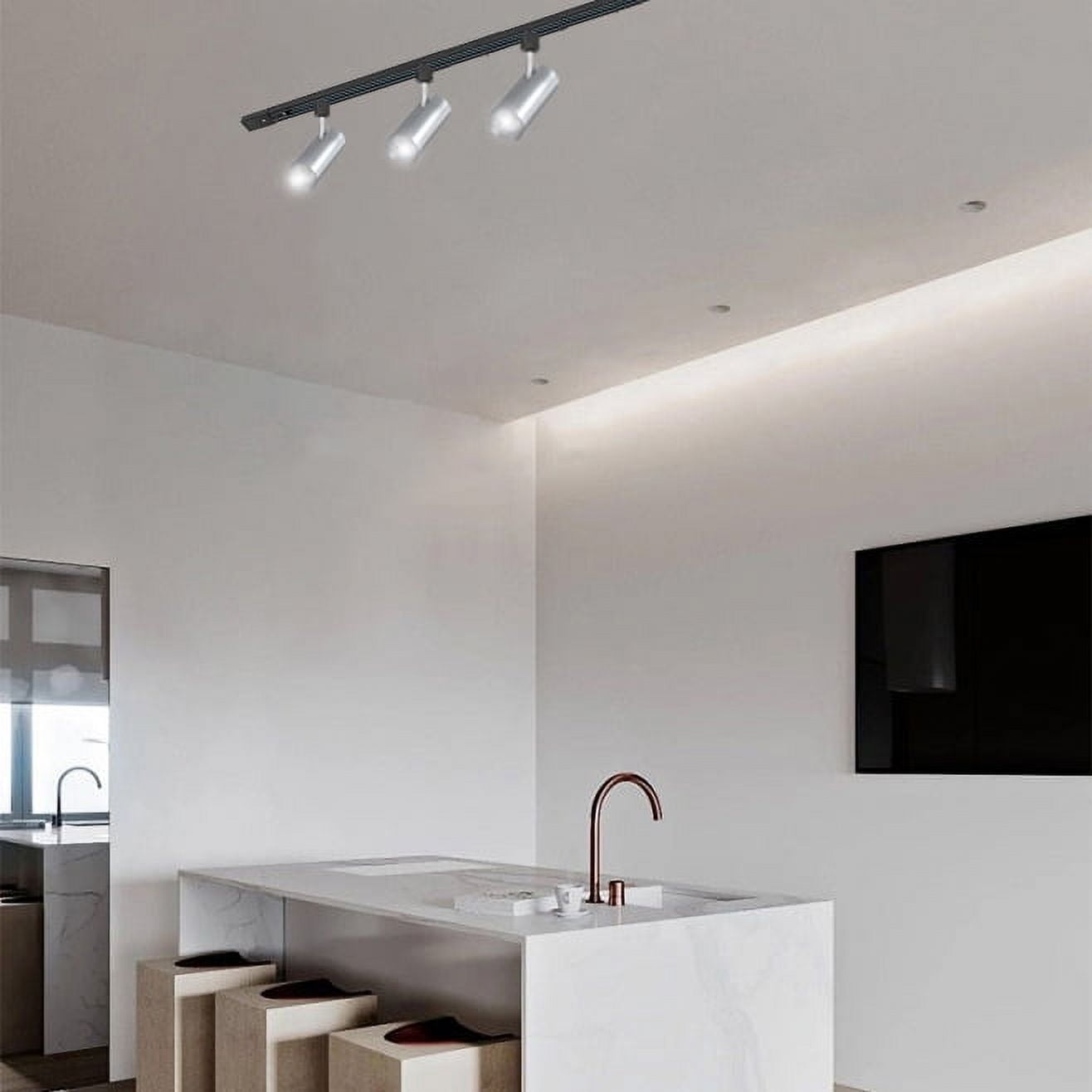 Kiven J Track Lightning, 1 Light Modern J Track Light Heads Dimmable for Bedroom Kitchen Home Lighting