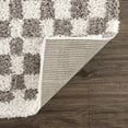 thumbnail image 5 of Hauteloom Kieu Contemporary Checkered Fluffy Shag Area Rug - Modern Geometric Soft Carpet Tiles for Living Room, Kids Room, Nursery - Gray, Light Grey, White - 5'3" x 7', 5 of 14