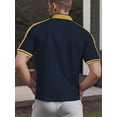 thumbnail image 2 of DCDany Men's Polo Shirt Vintage Short Sleeve T-Shirt Classic Golf Shirt Fashion Button Cotton Top with Pocket Blue 3XL, 2 of 6