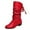 Red, variant on Boots for Women,Low Heel Round Toe Back Lacing Mid Calf Boots For Autumn Winter Comfort Casual Wear,Knee High Boots Women,White,9.5