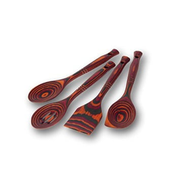 Island Bamboo Black Pakka Wood 7-Piece Kitchen Utensil Set Cooking Spoons Tools 