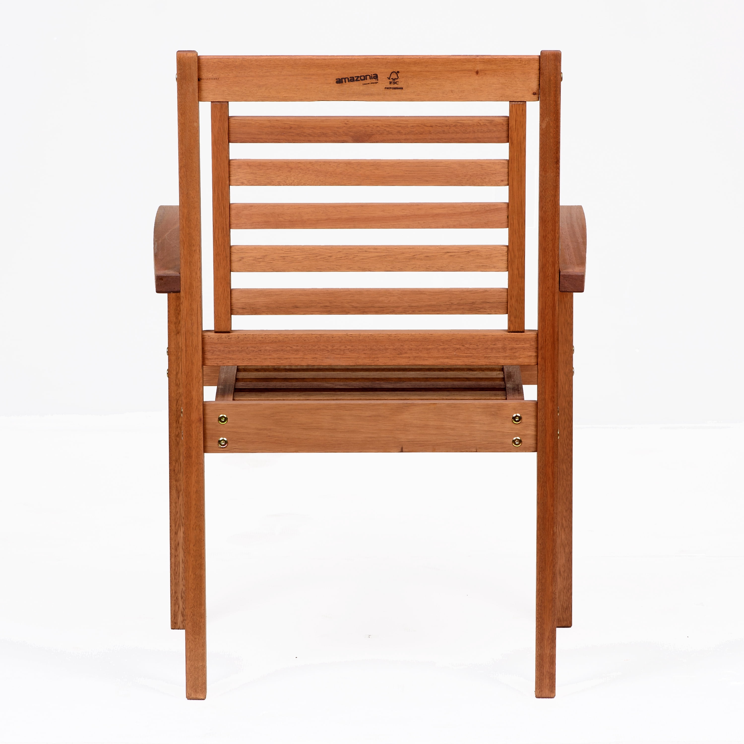 Amazonia Milano 1-Piece Stackable Chair | Eucalyptus Wood | Ideal for Outdoors and Indoors, Brown