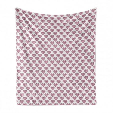 

Spring Soft Flannel Fleece Throw Blanket Blossoms Forms Heart Shapes Valentine s Day Orderly Repeated Illustration Cozy Plush for Indoor and Outdoor Use 50 x 70 White Pale Fuchsia by Ambesonne