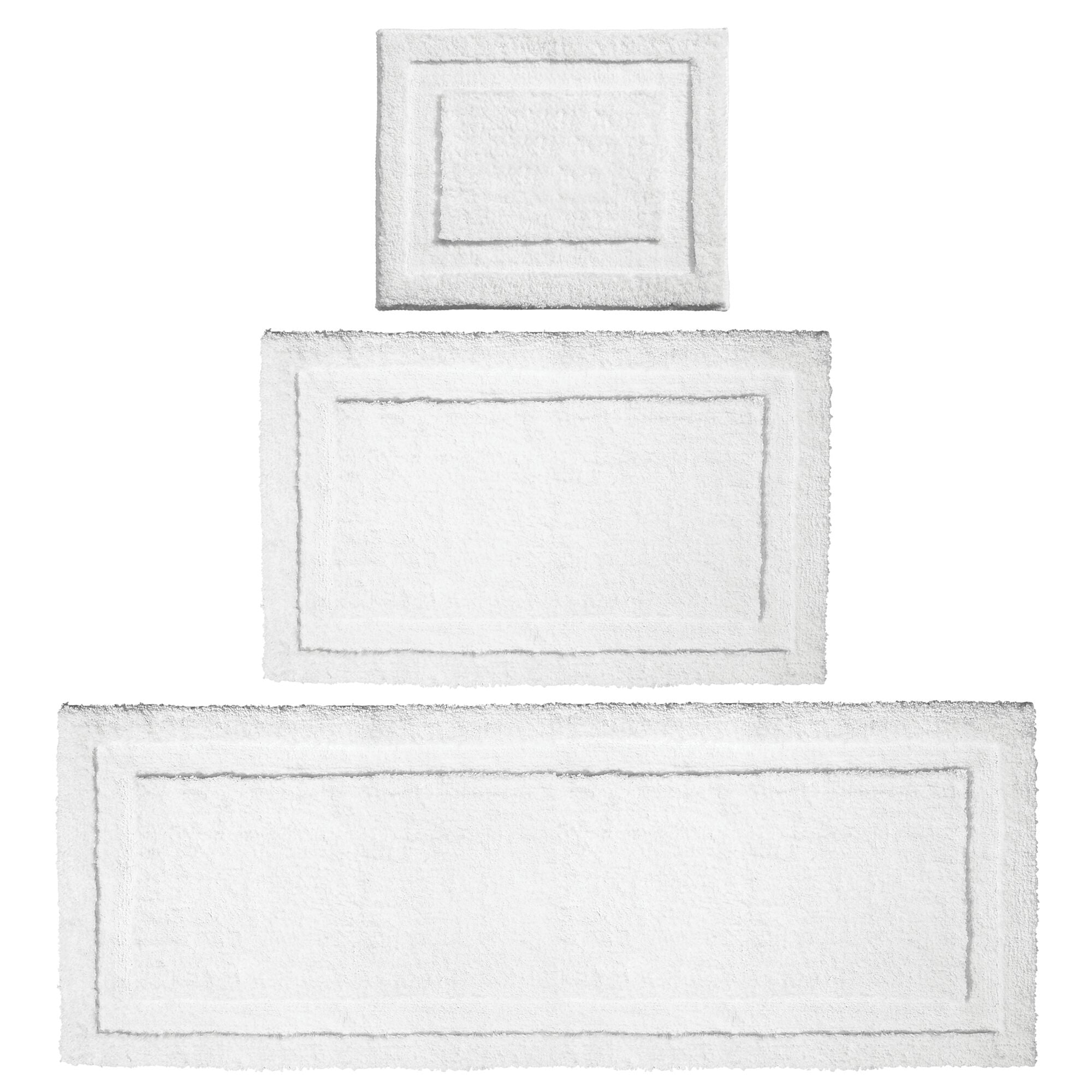 mDesign Microfiber Bath Mats - 3 Piece Bathroom Rugs - Set of 3 - Bright White