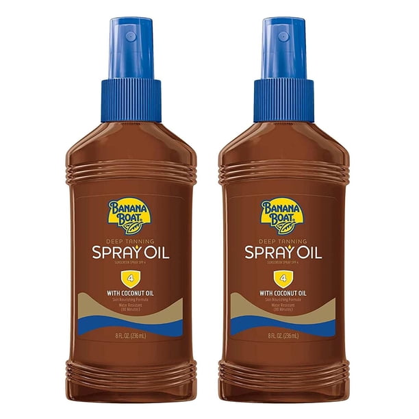 Aceite en aerosol de bronceado profundo SPF 4 con aceite de coco, 236 ml, paquete de 2