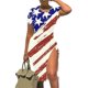 thumbnail image 4 of Vestido con cordón estampado de cuello redondo y manga corta de verano para mujer Pompotops ghjkhdj12276, 4 of 5