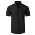 thumbnail image 4 of Men's Elastic Wrinkle Resistant Solid Color Minimalist Business Shirt, 4 of 20
