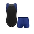 thumbnail image 1 of YONGHS Boy's Gymnastics Leotard Athletic Competition Training Tank Top Unitard with Shorts Active Workout Tracksuit Navy Blue 10, 1 of 5