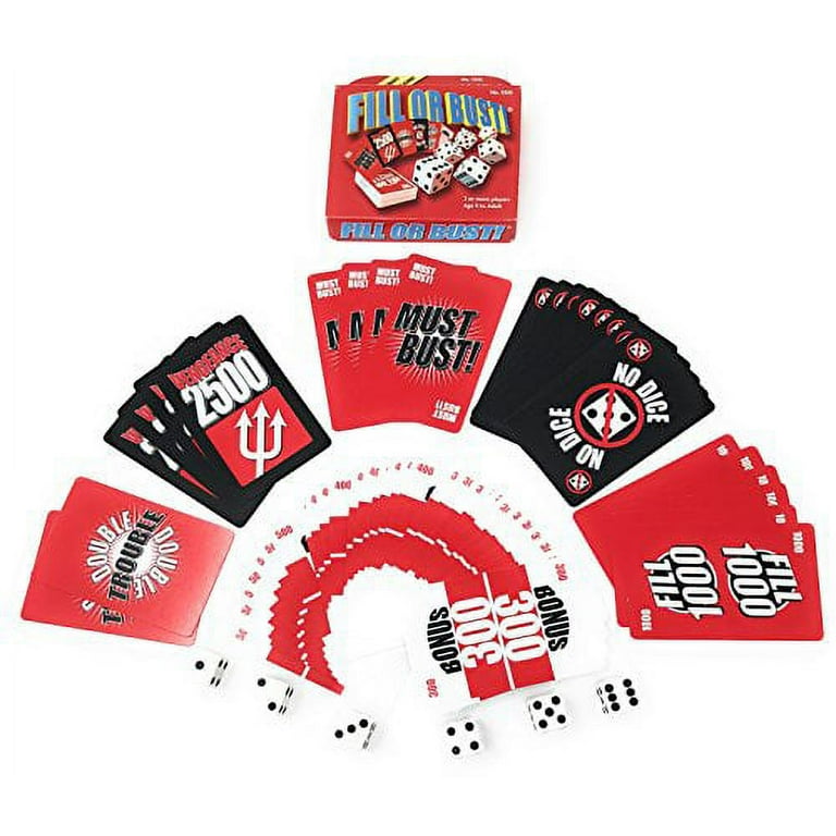 Fill or Bust Great Card and Dice Game - Family Fun Toy for all Ages - Great  Gift Idea - Perfect for Vacations, Family Game Night, Birthdays, Xmas - 2  Pack Bundle Set 