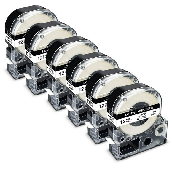 Cinta etiquetadora Pristar compatible con Epson LK-4WBN de 12 mm
