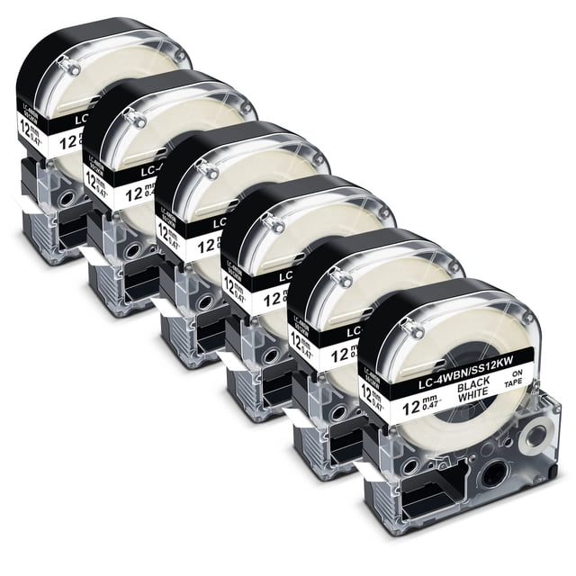 Cinta etiquetadora Pristar compatible con Epson LK-4WBN de 12 mm