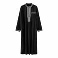 thumbnail image 5 of Yaoyar Mens Middle Eastern Traditional Robe Mid Sleeve Round Neck Embroidered Men's Clothing Middle East Kaftan Saudi Arab Caftans Islamic Abaya Dress Dubai Robes, 5 of 8