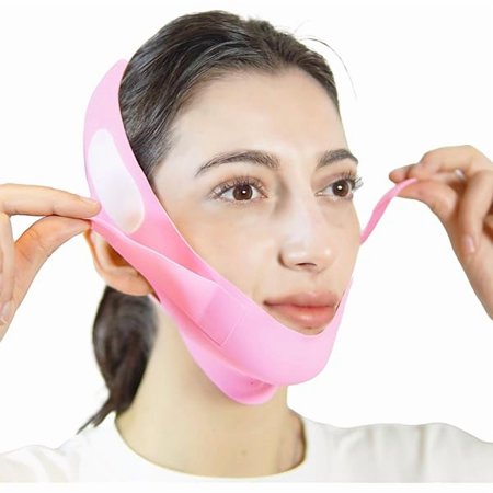WEEKS V Line Lifting Mask Chin Strap for Sleeping, Face Lifting Strap, Chin Strap, Chin Lifting Mask, Jawline Shaper, Jaw Strap, Double Chin Reducer, Face Lift Tape & Snoring Solution (Pink)