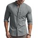 thumbnail image 5 of pstuiky Camisas de manga larga abrigadas para hombre, Camisas casuales de lino a la moda para hombre, de color liso, con botones y cuello alto, de manga larga top de hombre xxxl, 5 of 9