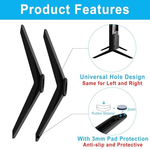 TV Legs for TCL TV Stand Legs for TCL 28 32 40 43 49 50 55 65 Inch Roku TV Legs Replacement Compatible with 28S405 32S305 40S325 43S425 43S431 50S431 50S435 55S425 TCL Roku TV Stand Legs with Screws