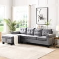 thumbnail image 2 of Grey L Shape Sectional With Storage Chaise And Cup Holders - Velvet Upholstery, Thick Foam Cushions, 4, 154 Lbs Weight Capacity Modern 4 In Holders, Foam, Living Room Furniture, 2 of 6