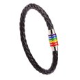 thumbnail image 5 of Pulsera de piel de vaca tejida, pulsera de arcoíris, colorida, moda, cobre, hebilla magnética, joyería, 5 of 5