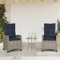 thumbnail image 1 of vidaXL Reclining Patio Chairs 2 pcs with Cushions Gray Poly Rattan, 1 of 5