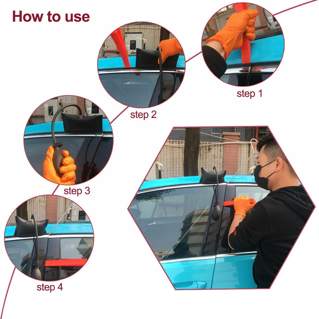 Tool Key Lock Out Emergency Tools  Car Door Open Kit Unlock+Air Wedge Pump 13PCS 