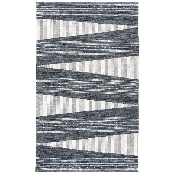 SAFAVIEH Striped Kilim Juniper Striped Area Rug, Black/Ivory, 6' x 9'