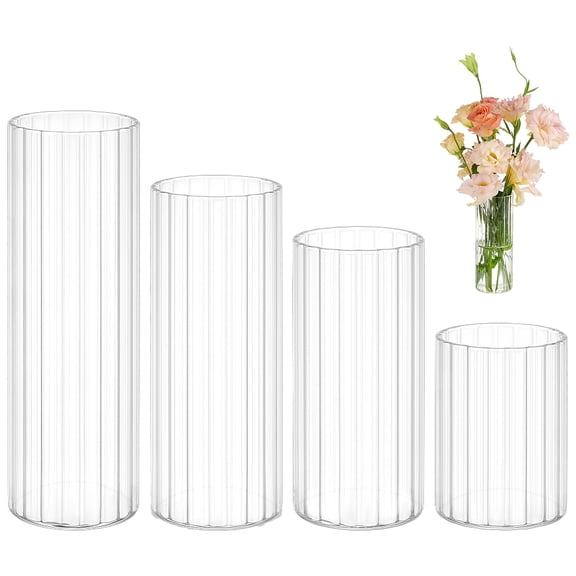 4 Size Glass Cylinder Vases 3.5/5.5/6.7/7.8 Inch Clear Flower Vase for Centerpieces Glass Containers for Pillar Candle Floating Candle