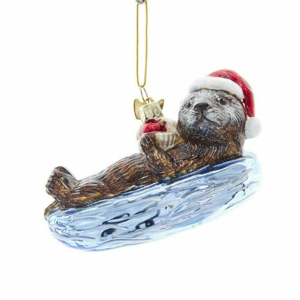 Noble Gems SEA OTTER Glass Christmas Ornament, 4" Long, by Kurt Adler