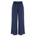 thumbnail image 6 of Hurxie Womens Wide Leg Pants Palazzo Casual Flowy Elastic Waist Pant Dressy Long Lounge with Pockets Navy,XL, 6 of 8