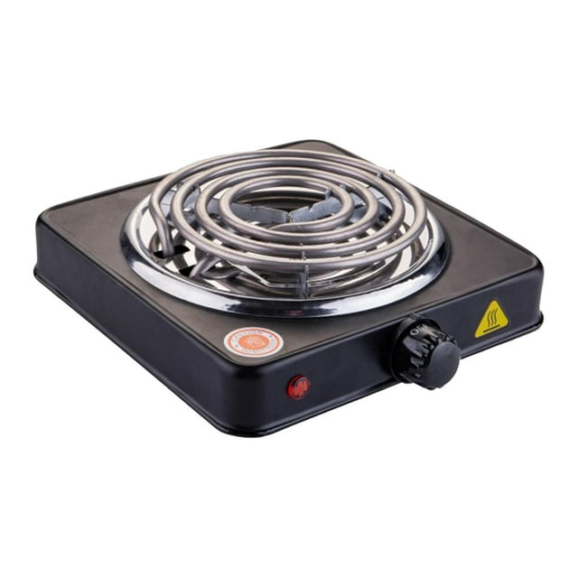 Lijie Electric Coil Burner Adjustable Temperature Compact Countertop Coiled Burner Single1000W Black