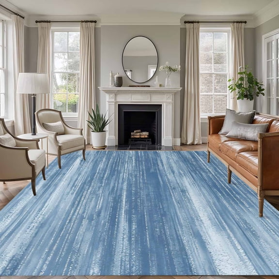 6x9 Area Rugs for Living Room, Blue Grey Ombre Non Slip Area Rugs for Kitchen Bedroom Entryway, Modern Abstract Art Gradient Washable Carpet Runner Rug Floor Mats for Bedroom Home Decor