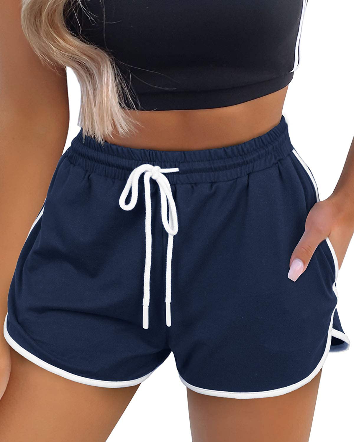 Heldig Womens Workout Shorts with Pockets Tie Dye Athletic Shorts Plain ...