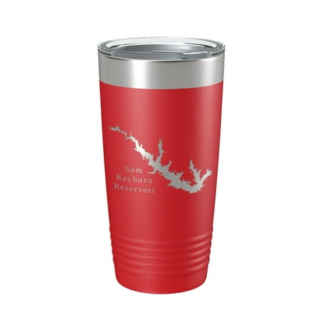 

Sam Rayburn Reservoir Tumbler Lake Map Travel Mug Insulated Laser Engraved Coffee Cup Texas 20 oz Red