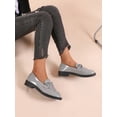 thumbnail image 3 of Women‘s Gray Butterfly Knot Slip-on Loafers Breathable Flat Shoes, 3 of 7