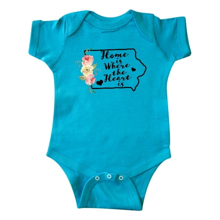 

Inktastic Iowa Home is Where the Heart is with Watercolor Floral Gift Baby Boy or Baby Girl Bodysuit