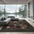 thumbnail image 2 of ODIKA 6'x9' Ultra-Soft Area Rug, Round Blooms Shaped Trailing Vine Scrolls Ornate Shape Border None Washable, Bare feet friendly, Silk-Touch for Guest Room, Bedroom, 2 of 7