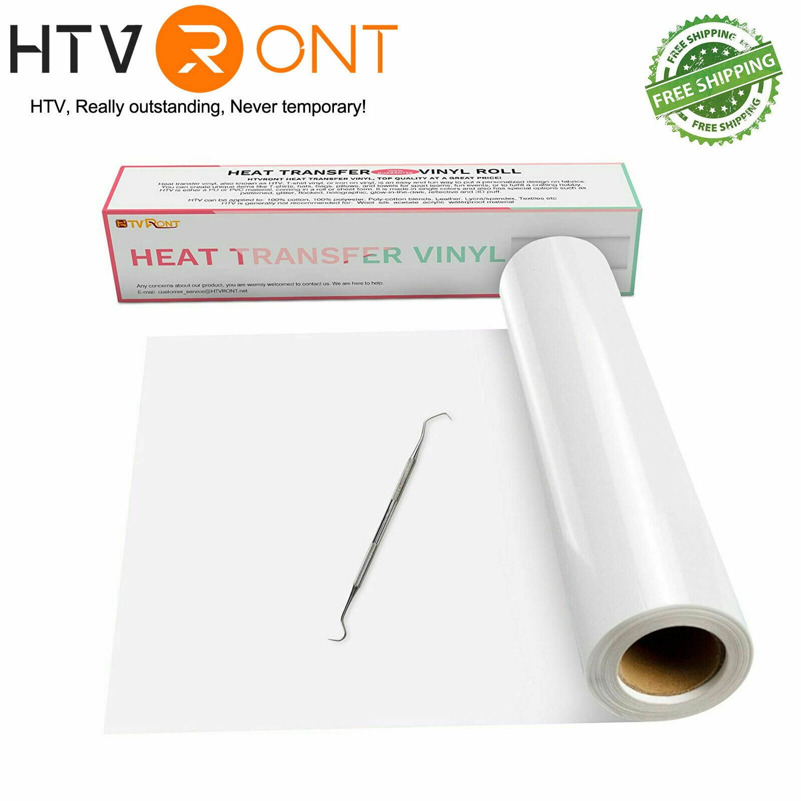 Iron on Heat Transfer Vinyl White HTV 15" x 15ft Roll 