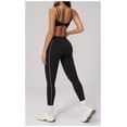 thumbnail image 3 of PISONIC Women Workout Sets Color Block Twist Back Layered Sports Bra Twist Waist Leggings Gym Yoga Outfits, 3 of 6