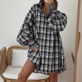 thumbnail image 1 of Camisa Blusa con botones para mujer Cómoda blusa de salón Vestido casual Otoño Invierno Mini vestido Kuymtek Negro L para Mujer, 1 of 6