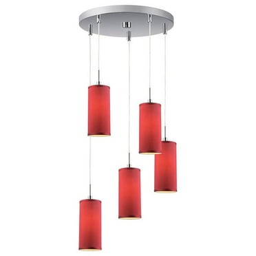 Woodbridge Lighting Sypta Stevens 5-Light Fabric Cluster Pendant in Nickel