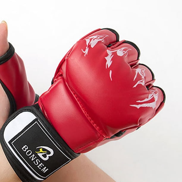 Gants Demi-Doigts Mitaines pour Sport Combat Boxe MMA Takewondo Bleu Gants Demi-Doigts Mitaines pour Sport Combat Boxe MMA Takewondo Bleu