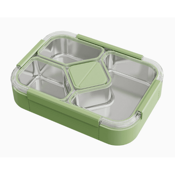 FSAGAE Stainless Steel Thermal Lunch Box with Sauce Container Leakproof Food Storage for Work School Outdoor Green
