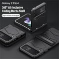 thumbnail image 2 of SaniMore for Samsung Galaxy Z Flip 4 6.7" 360° All-Inclusive Folding Mecha Case, Rugged PC & Flexble TPU Military Grade Shockproof Heavy Duty Protective Case for Samsung Z Flip 4, Black, 2 of 6