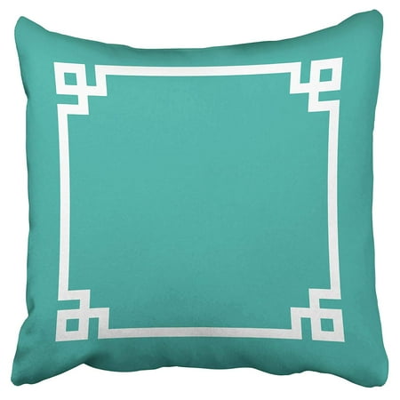 Greece Mint - ECCOT Mint Green Teal and White Greek Key Border Home Decor Pillow Case Pillow Cover 20x20 inch