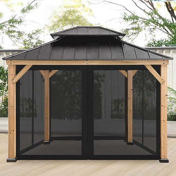 Universal Replacement Canopy Mosquito Netting Screen Sidewalls Only for 10' x 10' Gazebo Canopy, Black