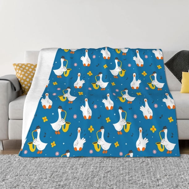 Balery Cartoon Goose Manta de Franela con Dibujo, Lujo Ultra Suave y Cálido, Antipelusa y Resistente a las Arrugas para Cama, Sofá, Camping -40"x30"