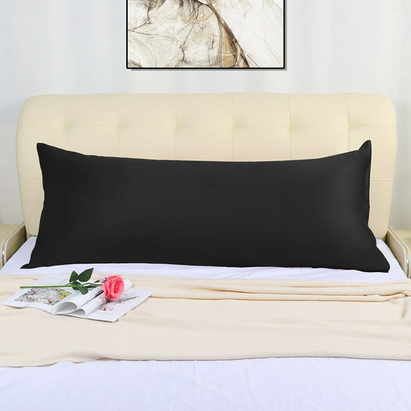 PiccoCasa Body Long Pillowcase Cotton Pillowcase with Zipper Standard Black