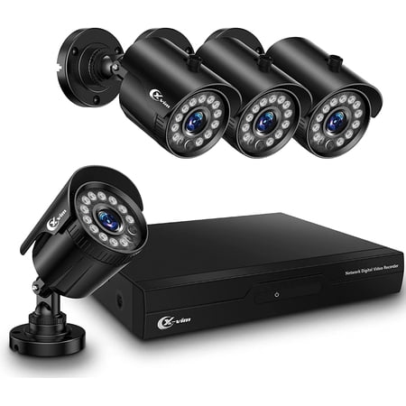 XVIM 1080P Home Security Camera System 4CH CCTV DVR Recorder 4pcs Outdoor Waterproof Wired Surveillance Cameras Night Vision, Easy Remote Access