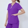 thumbnail image 4 of MLQIDK Scrubs for Women Set Plus Size Nurse Uniforms Stretchy V-Neck Scrub Tops and Pants Scrub Set Medical Scrub Sets Tall Scrubs Sets Purple M, 4 of 7